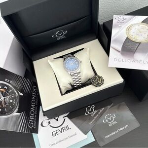 NEW GV2 Gevril Women's Turin Swiss Diamond Stainless Steel Watch